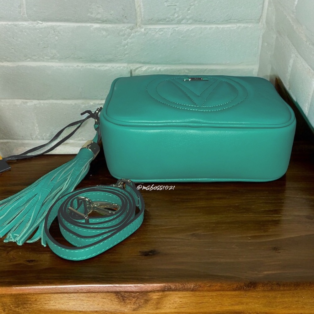 Mario Valentino Mia Leather Crossbody in Peacock Green NWT - Picture 5 of 7